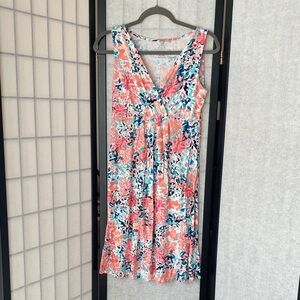 St. John's Bay Floral Midi Dress - Coral and Teal